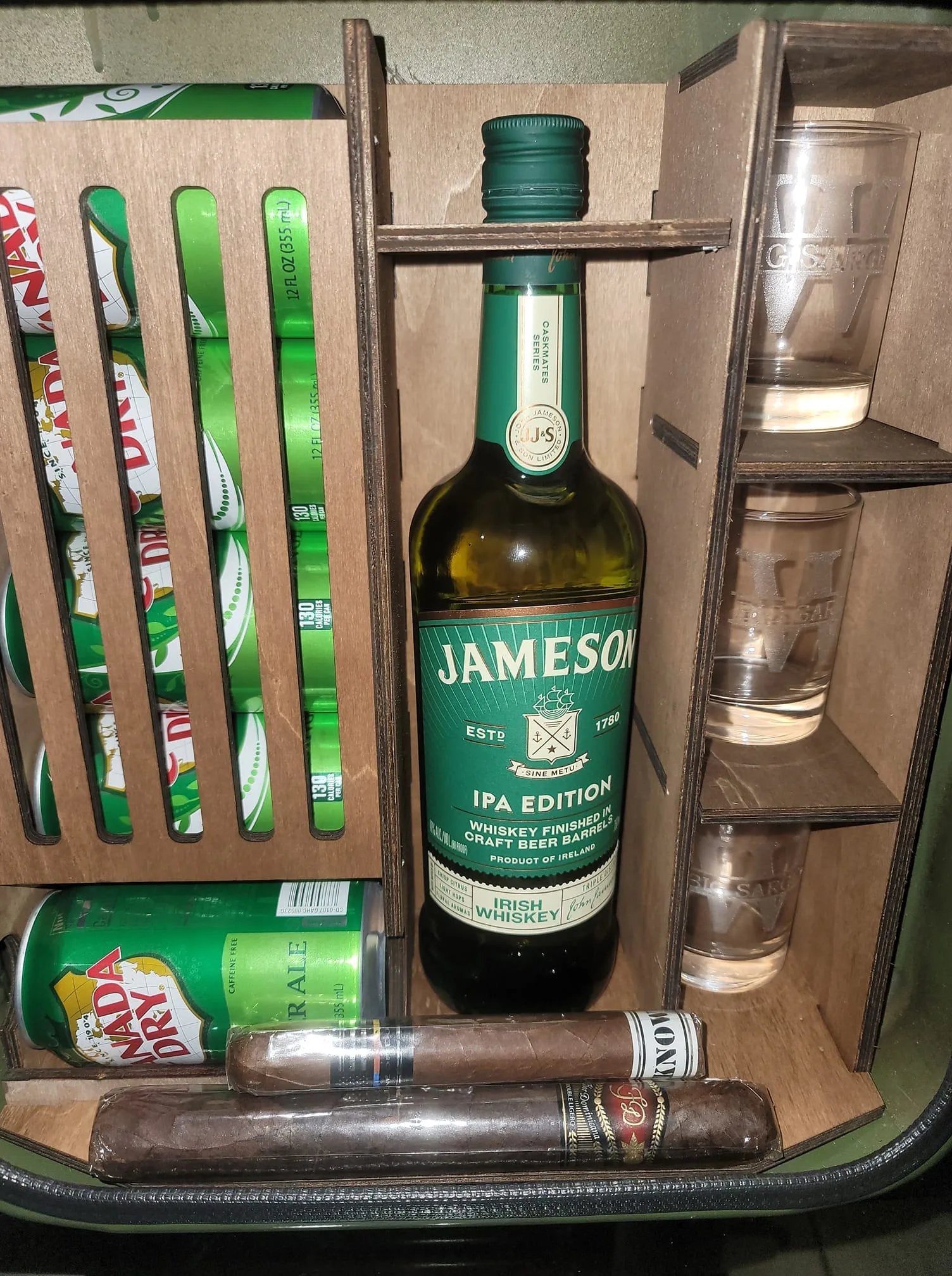 Jerry Can Mini Bar Cabinet - jerry can minibar green open product 01