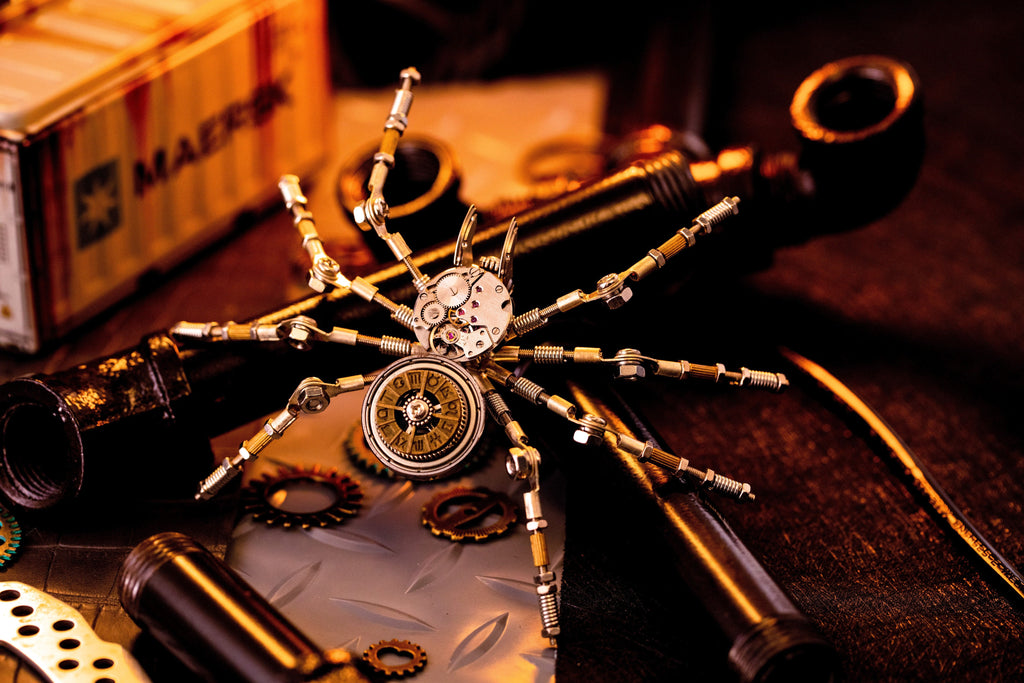 Mechanical Spider Steampunk Decor Lamp - mechanical spider decor low angle 01