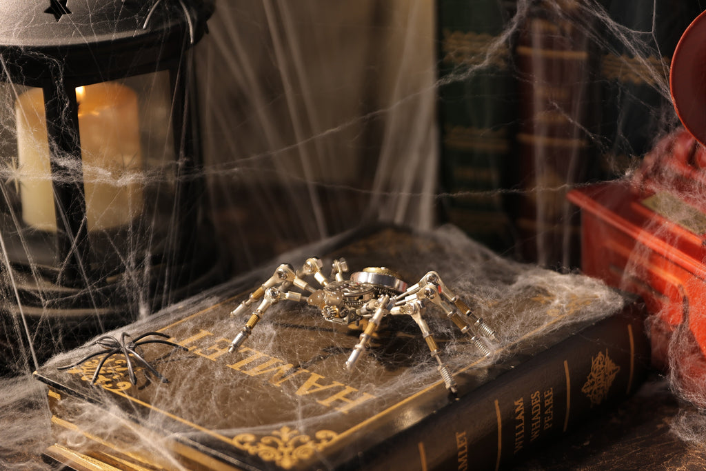 Mechanical Spider Steampunk Decor Lamp - mechanical spider decor on book 01