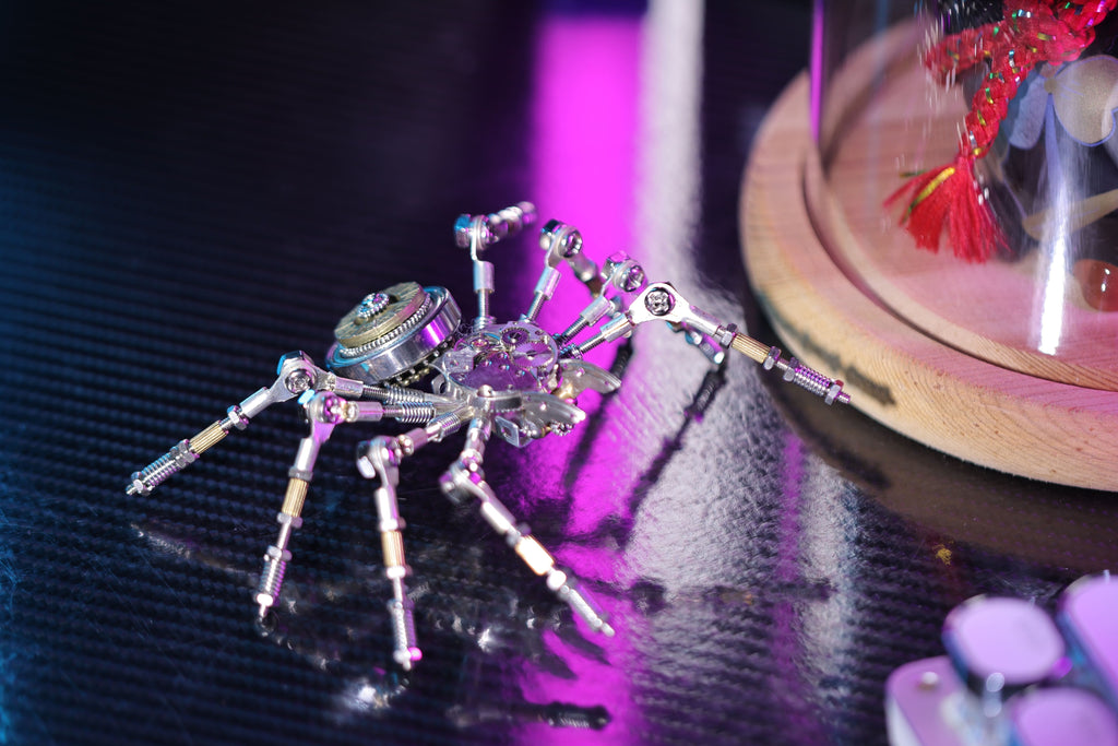 Mechanical Spider Steampunk Decor Lamp - mechanical spider decor purple light 02