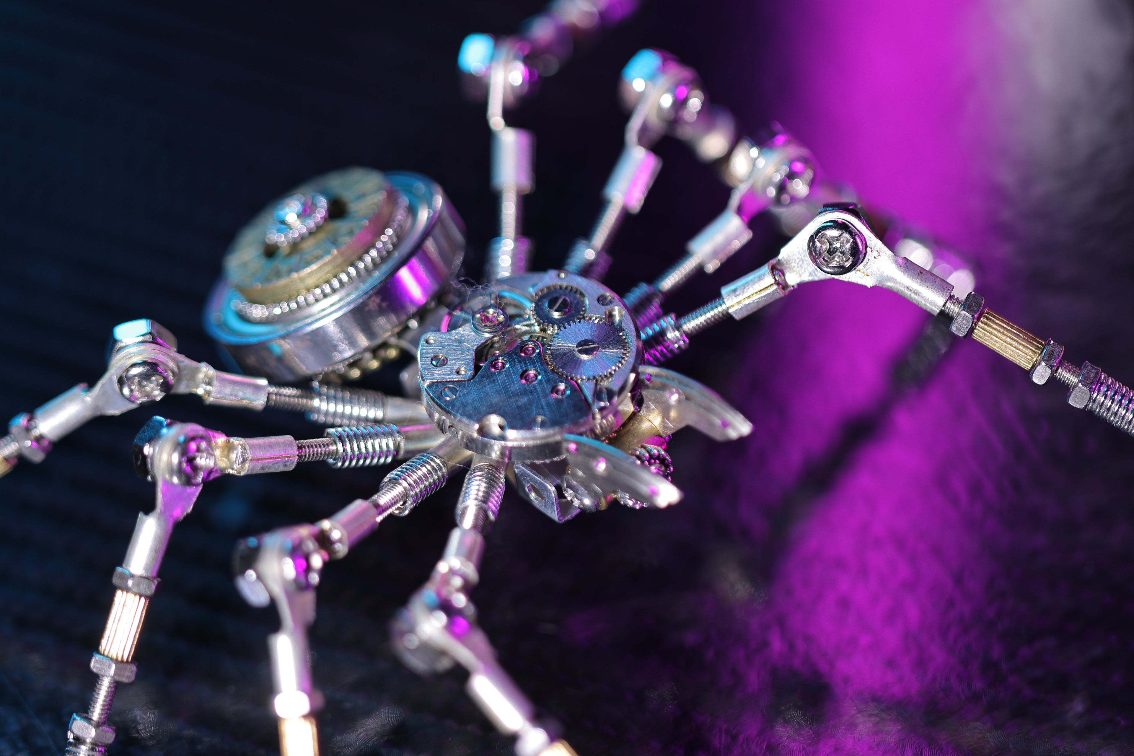 Mechanical Spider Steampunk Decor Lamp - mechanical spider decor side view 01