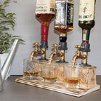 Rustic Whiskey Bottle Dispenser - whiskey dispenser triple bottle styled 01