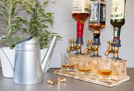Rustic Whiskey Bottle Dispenser - whiskey dispenser triple bottle lifestyle 01